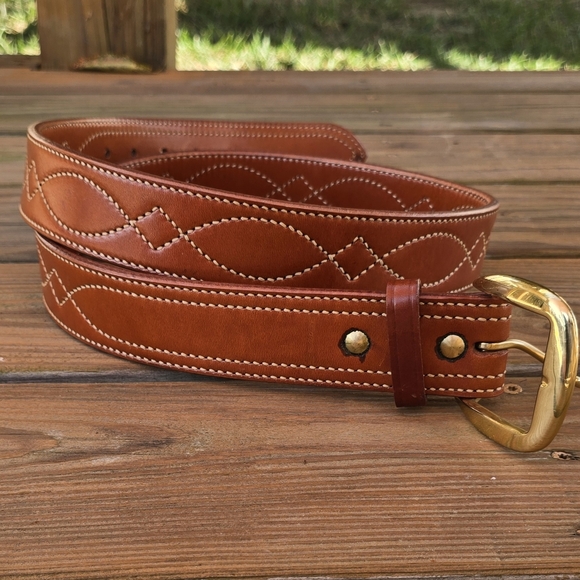 Galco 46 SB6 Fancy Stitch Carry Holster Steerhide Leather Belt Like NEW XL - Picture 1 of 11